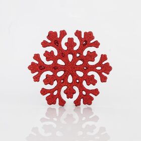 Χιονονιφάδα Πλαστική με Glitter Κόκκινη 5τεμ. 11εκ.