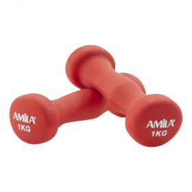 Βαράκια με Επένδυση AMILA Soft Weight 2x1kg Κόκκινα