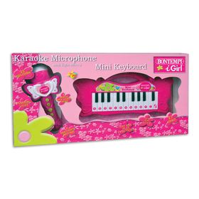 Bontempi Πιάνο με 22 Πλήκτρα και Μικρόφωνο Καραόκε Ροζ
