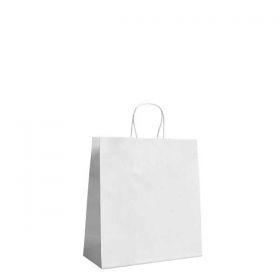 Χάρτινες Σακούλες με Εκτύπωση και Στριφτό Χερούλι Λευκές Υ22x18x8