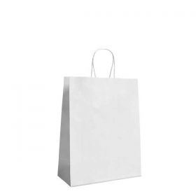 Χάρτινες Σακούλες με Εκτύπωση και Στριφτό Χερούλι Λευκές Υ31x22x10