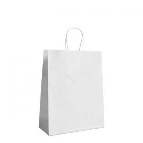 Χάρτινες Σακούλες με Εκτύπωση και Στριφτό Χερούλι Λευκές Υ35x26x12