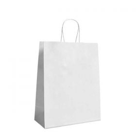 Χάρτινες Σακούλες με Εκτύπωση και Στριφτό Χερούλι Λευκές Υ41x32x12