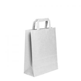 Χάρτινη Σακούλα ’σπρη με Εκτύπωση και Πλακέ Χερούλι Υ22x18x8