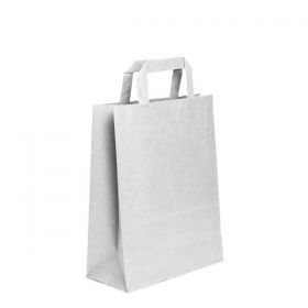 Χάρτινη Σακούλα ’σπρη με Εκτύπωση και Πλακέ Χερούλι Υ28x22x10