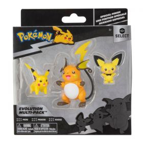 Pokemon Φιγούρες Εξέλιξης Pichu, Pikachu, Raichu Jazwares