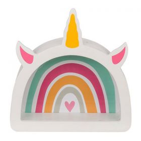 Κουμπαράς Κορνίζα Ξύλινος Rainbow Unicorn Υ18x5xØ17,5εκ.