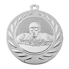 Μετάλλιο Ασημί Ανάγλυφο με Θέμα Κολύμβηση και Κορδέλα Φ50 χιλ. M-55