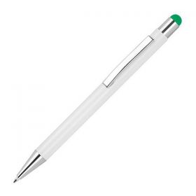 Στυλό Touch Pen Αλουμινίου Άσπρο με Πράσινη Λεπτομέρεια Υ14,8xØ1εκ.