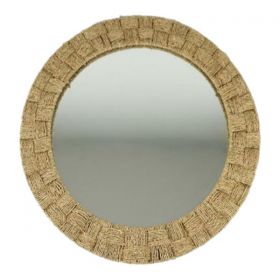 Καθρέφτης BOHO Στρογγυλός Ø75εκ. με Μεταλλικό Πλαίσιο Επενδεδυμένος με Φυσικές Ίνες