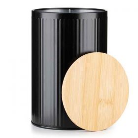 Κουτί Αποθήκευσης Μεταλλικό Μαύρο με Bamboo Καπάκι 1000ml Ø10xΥ15,5εκ.