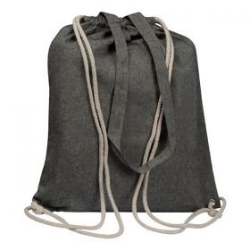 Τσάντα από Ανακυκλωμένο Βαμβάκι με Μακρύ Χερούλι και Ιμάντες Πλάτης Μαύρη Υ42x37,5x3εκ.