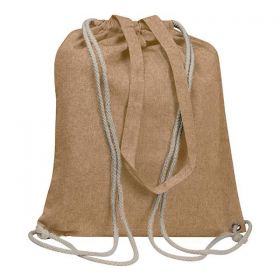 Τσάντα από Ανακυκλωμένο Βαμβάκι με Μακρύ Χερούλι και Ιμάντες Πλάτης Μπεζ Υ42x37,5x3εκ.
