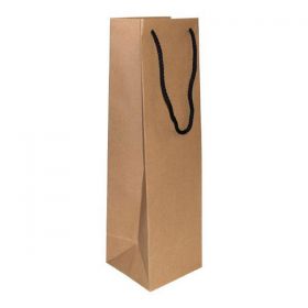 Χάρτινη Τσάντα Κρασιού Κραφτ με Κορδόνι Υ40,5x11,5x11,5εκ.
