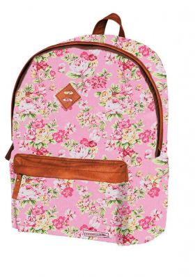 Marshmallow τσάντα δημοτικού ροζ λουλούδια με 2 θήκες 41x32x14εκ.
