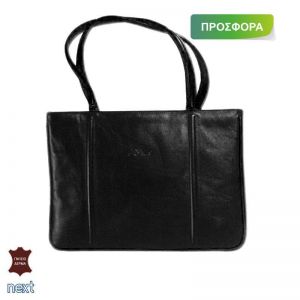 Δερμάτινη τσάντα γυναικεία 36x6x25εκ. μαύρη