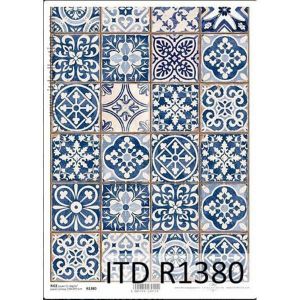 Ριζόχαρτο "Vintage-blue tiles" 21x29εκ.   (ITD-R1380)