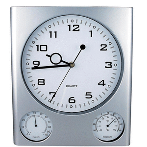 Ρολόι τοίχου θερμόμετρο-υγρόμετρο λευκό καντράν 27.5x32x2,5εκ.