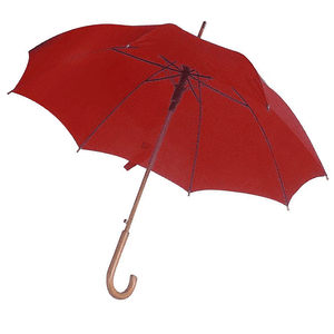Ομπρέλα αυτόματη κόκκινη ξύλινη λαβή Ø105εκ.