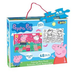 Επιδαπέδιο Puzzle Χρωματισμού Peppa Pig 2 Όψεων 48τεμ. 90x60εκ. Luna