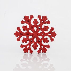 Χιονονιφάδα Πλαστική με Glitter Κόκκινη 5τεμ. 11εκ.