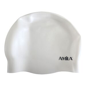 Σκουφάκι Κολύμβησης AMILA HQ Λευκό (μεσαία μαλλιά)