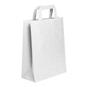 Next χάρτινη τσάντα Υ22x18x8εκ. άσπρη με πλακέ χερούλι