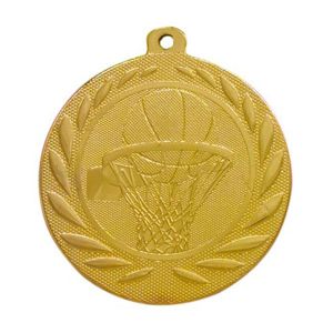 Μετάλλιο Χρυσό Ανάγλυφο με Θέμα Μπάσκετ και Κορδέλα Φ50 χιλ. M-50