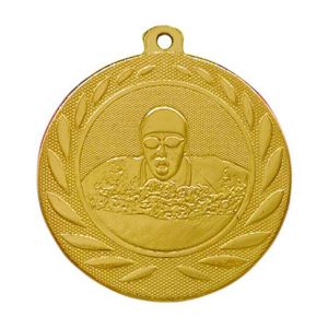 Μετάλλιο Χρυσό Ανάγλυφο με Θέμα Κολύμβηση και Κορδέλα Φ50 χιλ. M-54