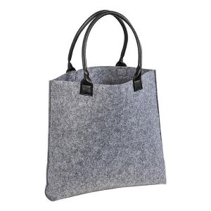 Τσάντα Χειρός από Τσόχα Γκρι με Χερούλια Δερματίνης Υ41,5x43,5x9εκ.