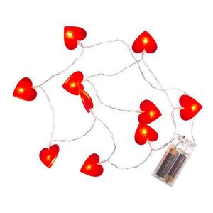 Φωτιζόμενη Αλυσίδα από 10 Κόκκινες Καρδιές LED από Τσόχα 4εκ.