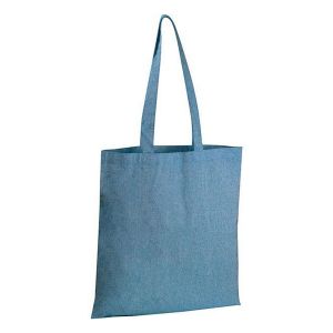 Τσάντα από Ανακυκλωμένο Βαμβάκι με Μακρύ Χερούλι Μπλε Υ42x37,5x2εκ.