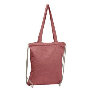 Τσάντα από Ανακυκλωμένο Βαμβάκι με Μακρύ Χερούλι και Ιμάντες Πλάτης Κόκκινη Υ42x37,5x3εκ.