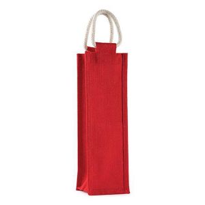 Τσάντα για Μπουκάλι από Φυσική Γιούτα σε Κόκκινο Χρώμα 11x10xY35εκ.