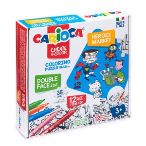 Carioca Puzzle 2 σε 1 Χρωματίζω Superheroes & Market 35τεμ. 70x35εκ.