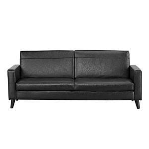 Καναπές Κρεβάτι Τριθέσιος Τύπου Δέρμα Μαύρος Soho Υ81x201x90εκ.