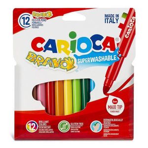Μαρκαδόροι 12 Χρωμάτων Carioca Bravo Super Washable